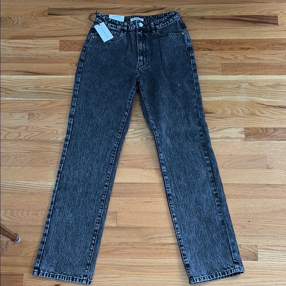Black Denim Straight-Leg Jeans